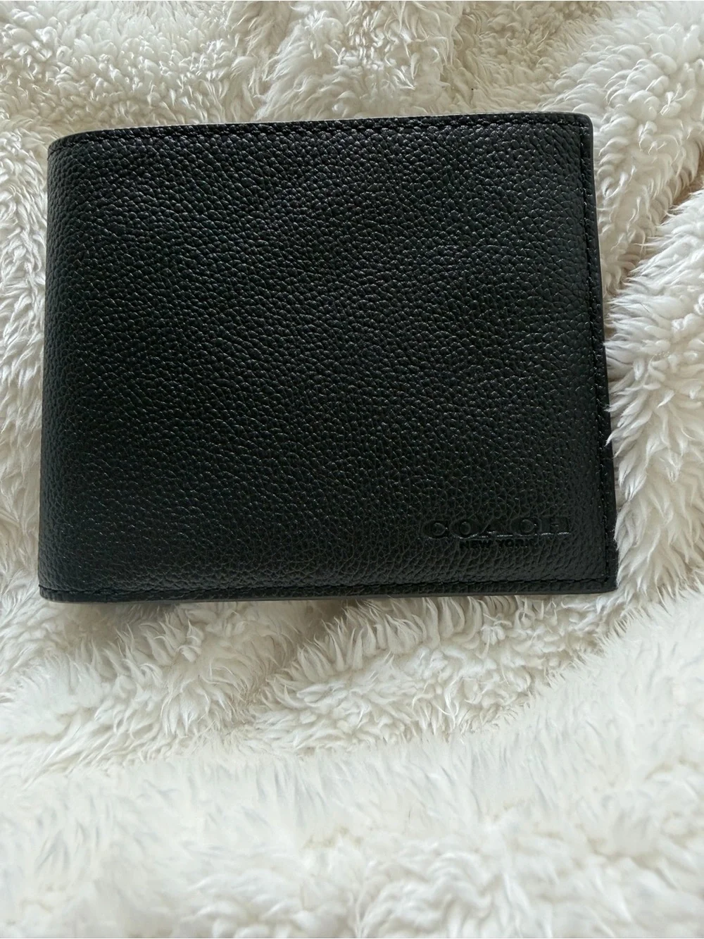 Coach Black Pebbled Leather Bi-Fold Card Holder